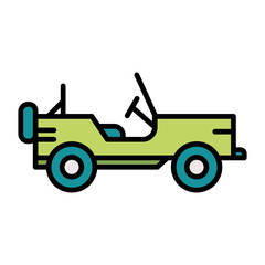 Army Car Line Color Icon