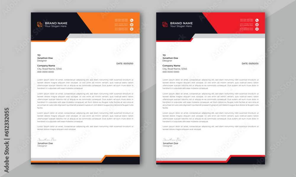 Wall mural letterhead template in abstract style design. modern business letterhead design template. letterhead
