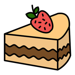 Strawaberry Cake Line Color Icon