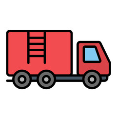Firefighter Truck Line Color Icon