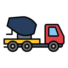 Concrete Mixer Truck Line Color Icon