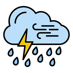 Heavy Rain Line Color Icon