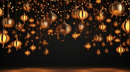 Fototapeta na wymiar Islamic background with lanterns. Lights. Generative ai.