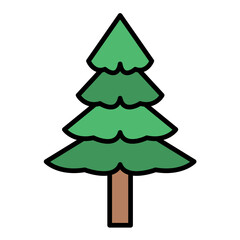 Pine Tree Line Color Icon