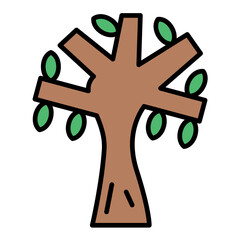 Tree Branch Line Color Icon