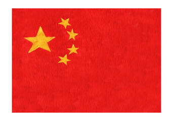 Watercolor flag of the China.