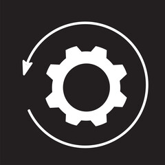the arrow and gear icon are white, the business process concept is highlighted on a black background