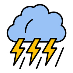 Thunderstorm Line Color Icon