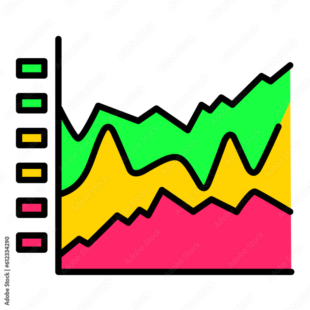 Poster stacked graph line color icon