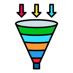 Funnel Chart Line Color Icon