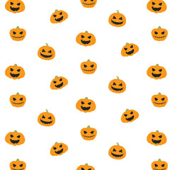 Seamless pattern with Halloween pumpkins. Vector illustration. Flat style. Halloween print with spooky pumpkins.