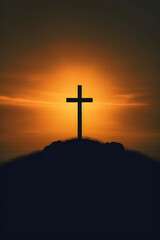 Glorious Awakening: Symbolic Cross at Sunrise, Signifying Resurrection
