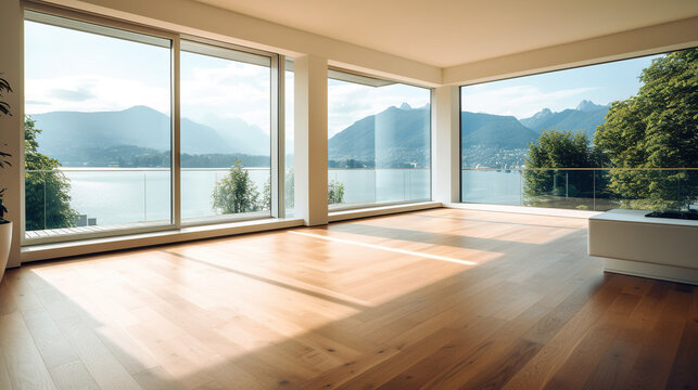Fototapeta Modern house with nice wooden floors