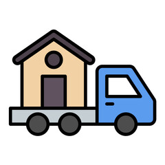 House Relocation Line Color Icon