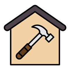 House Construction Line Color Icon