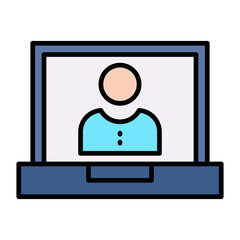 School Laptop Line Color Icon