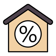 House Discount Line Color Icon