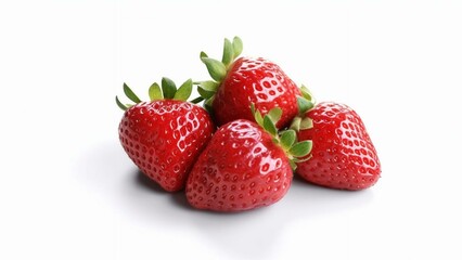 A set of ultra realistic strawberries. Natural food. Good for your health. Strawberries in a plate. Close up. Isolated