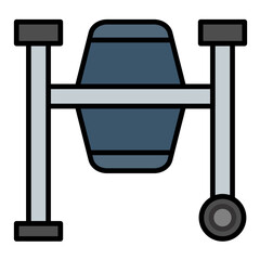 Concerete Mixer Line Color Icon