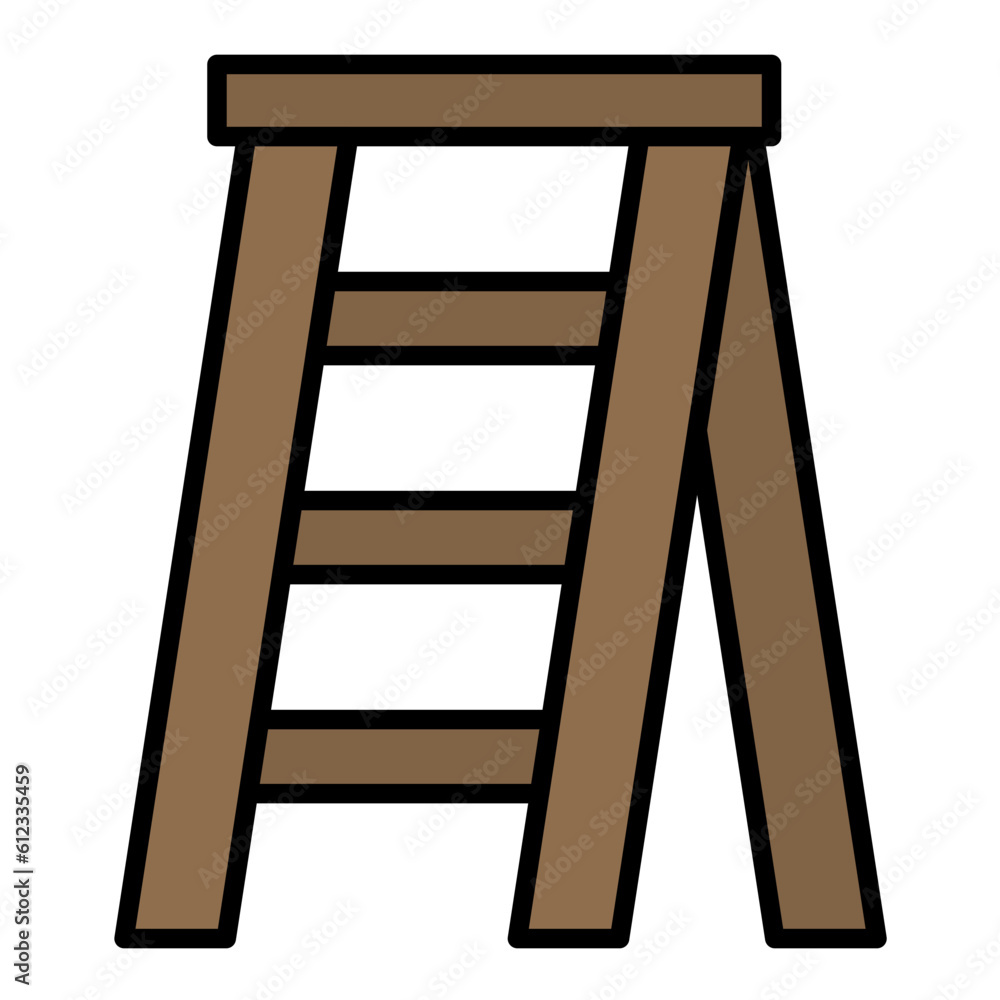 Poster stepladder line color icon