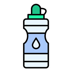 Water Bottle Line Color Icon