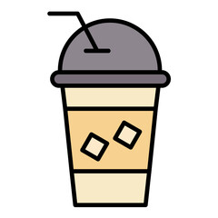 Iced Coffee Line Color Icon
