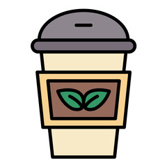 Mint Coffee Line Color Icon