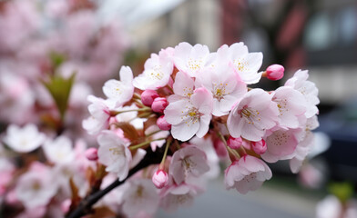 Fototapeta premium Cherry blossom tree in late spring