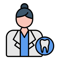 Female Dentist Line Color Icon