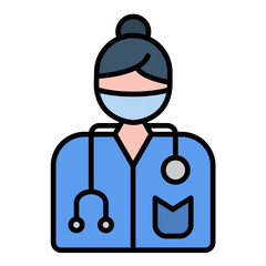 Obraz premium Female Surgeon Line Color Icon