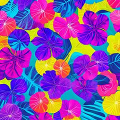 Fototapeta na wymiar Crafting a Vibrant and Captivating Layout with a Creative Burst of Colorful Fluorescent Hues Flowers