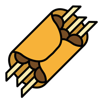 yellow wrap with meat and skewers clip art preview