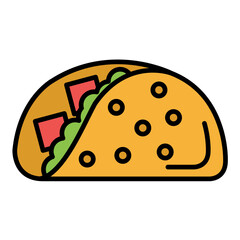 Tacos Line Color Icon