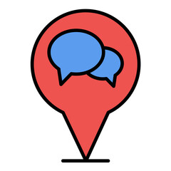Map Chat Line Color Icon