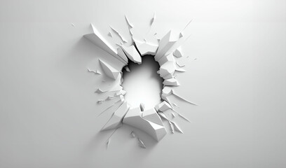 A hole in the wall. 3d illustration. Generative AI