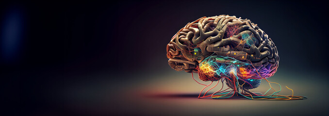 Colorful AI Brain - Artificial Intelligence theme. Generative AI