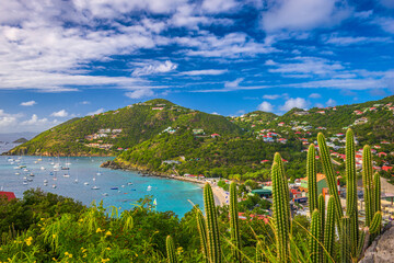 Gustavia, Saint Barthelemy skyline and harbor in the Caribbean