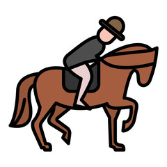 Horse Rider Line Color Icon