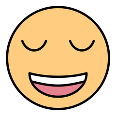 Grinning Face Line Color Icon