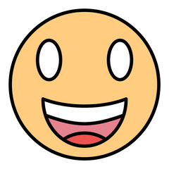 Beaming Face with Smiling Eyes Line Color Icon