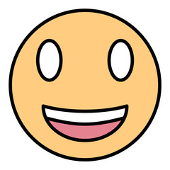 Grinning Face with Big Eyes Line Color Icon