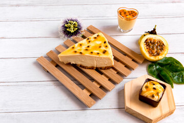 piece of passion fruit cheesecake dessert