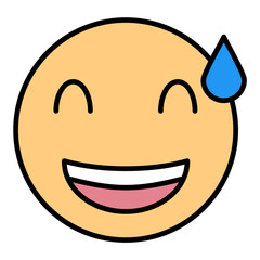 Grinning Face with Sweat Line Color Icon