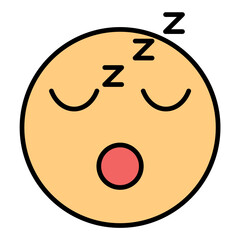 Sleepy Face Line Color Icon