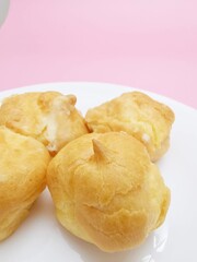 Close up of cream puffs