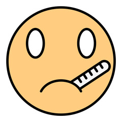 Face with Thermometer Line Color Icon