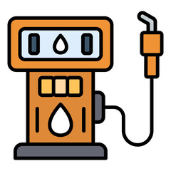 Fuel Station Line Color Icon