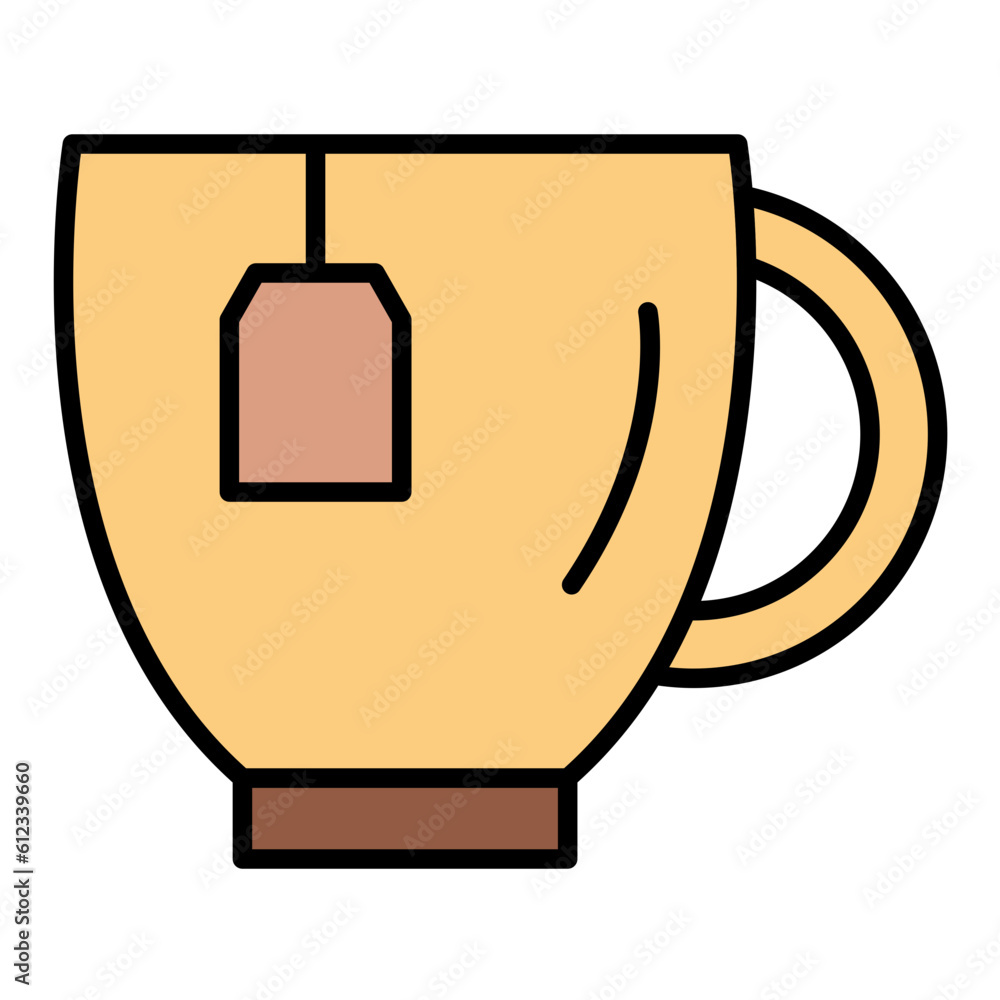 Poster Tea Cup Line Color Icon