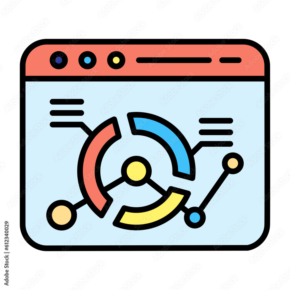 Poster web analytics line color icon