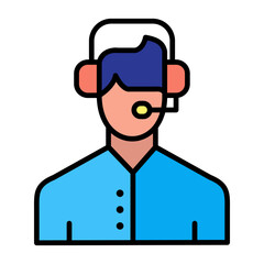 Customer Support Line Color Icon